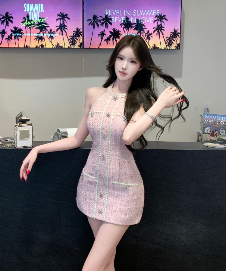 Ladies chanelstyle T-back slim package hip dress