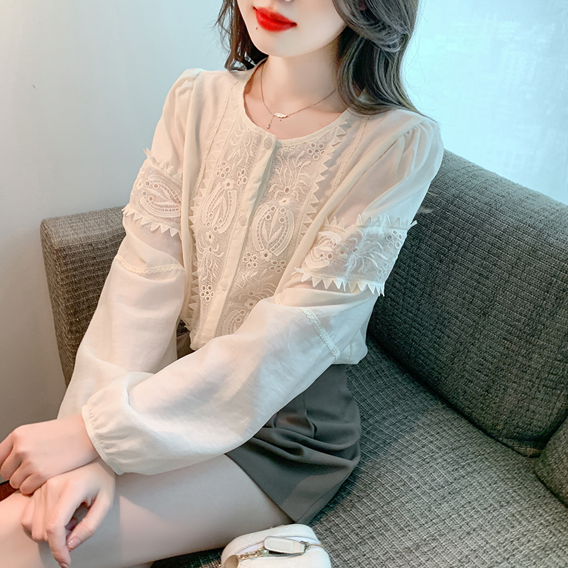 All-match Korean style long sleeve round neck shirt