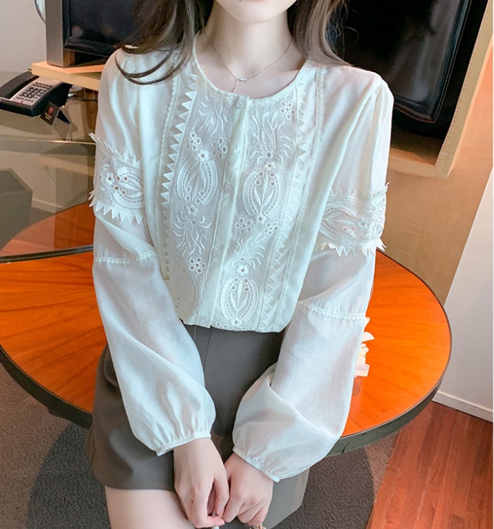 All-match Korean style long sleeve round neck shirt