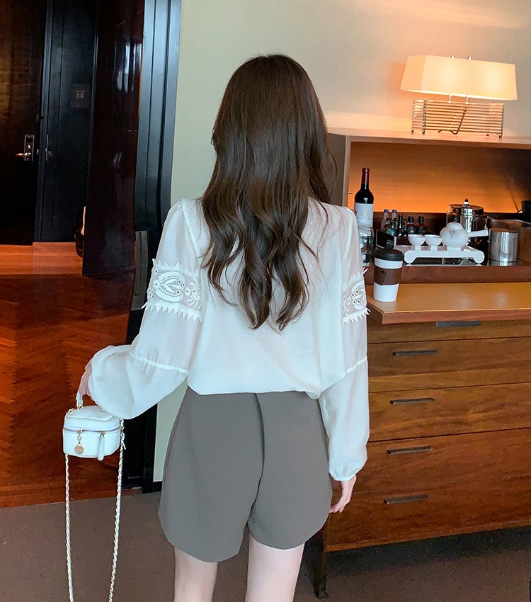 All-match Korean style long sleeve round neck shirt