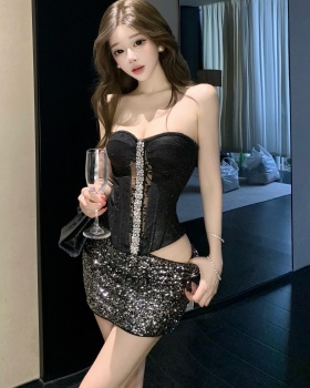 Package hip wrapped chest skirt ladies tops 2pcs set