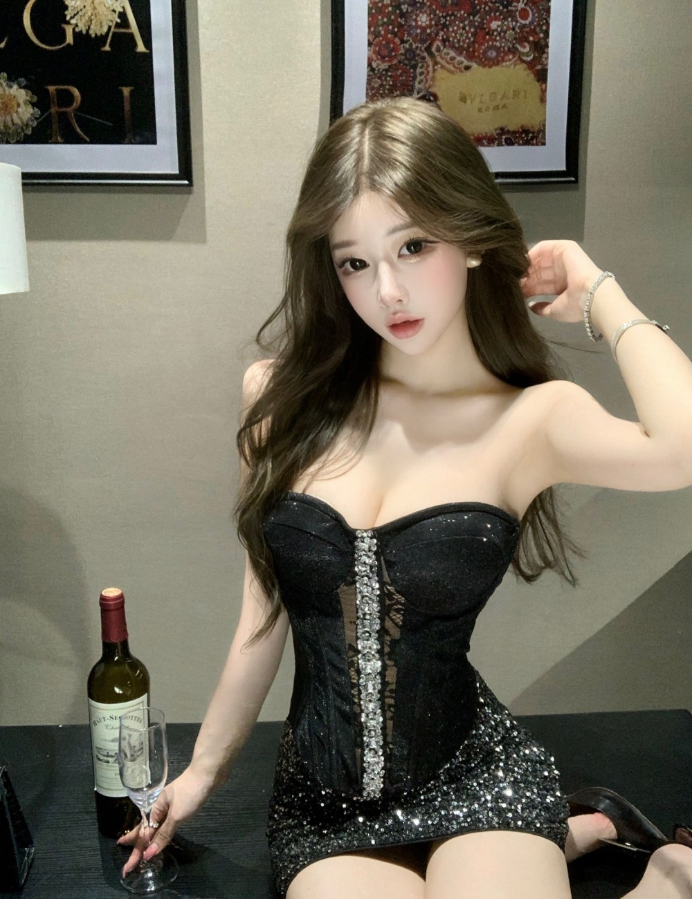 Package hip wrapped chest skirt ladies tops 2pcs set