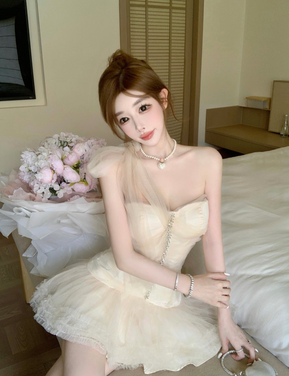Cake France style formal dress V-neck chiffon dress