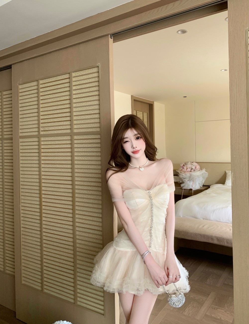 Cake France style formal dress V-neck chiffon dress