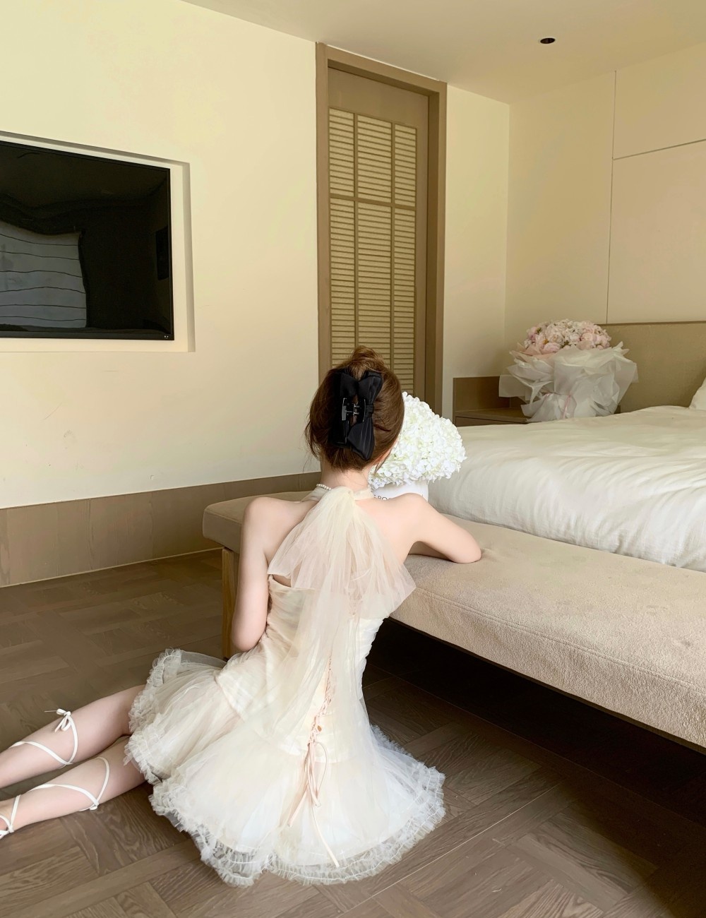 Cake France style formal dress V-neck chiffon dress