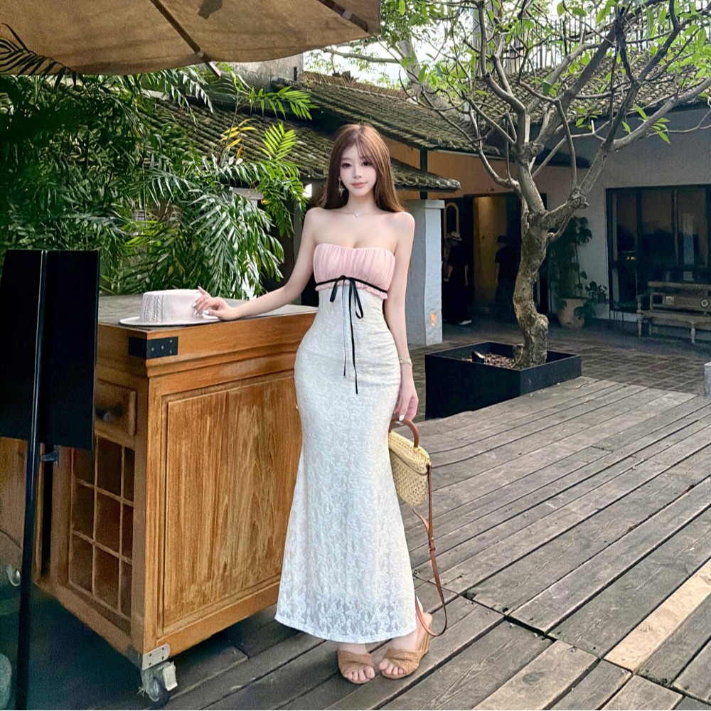 Slim temperament mermaid wrapped chest ladies dress