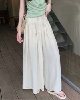 High waist slim lazy casual pants drawstring summer culottes