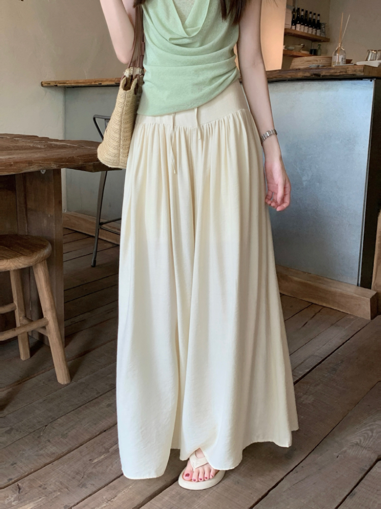 High waist slim lazy casual pants drawstring summer culottes