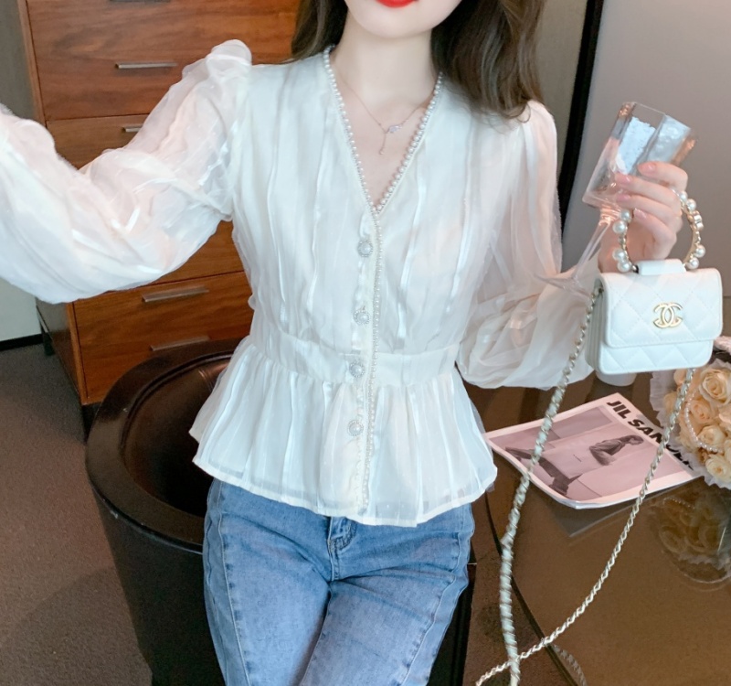 Autumn short shirts lace Western style small shirt