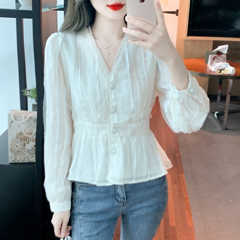 Autumn short shirts lace Western style small shirt