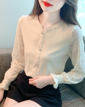 Simple V-neck small shirt autumn chiffon shirt