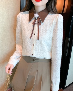 Long sleeve lace embroidered temperament shirt for women