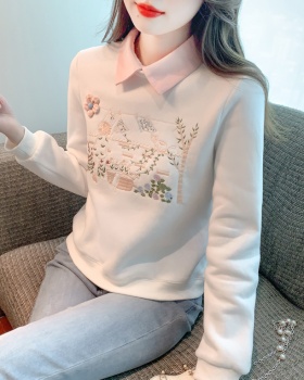 Long sleeve round neck hoodie simple tops