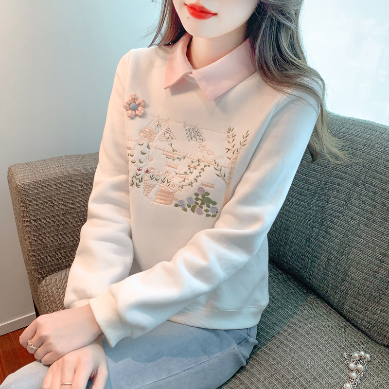 Long sleeve round neck hoodie simple tops