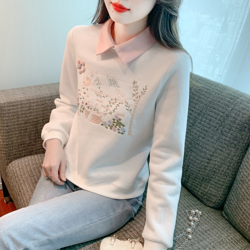 Long sleeve round neck hoodie simple tops
