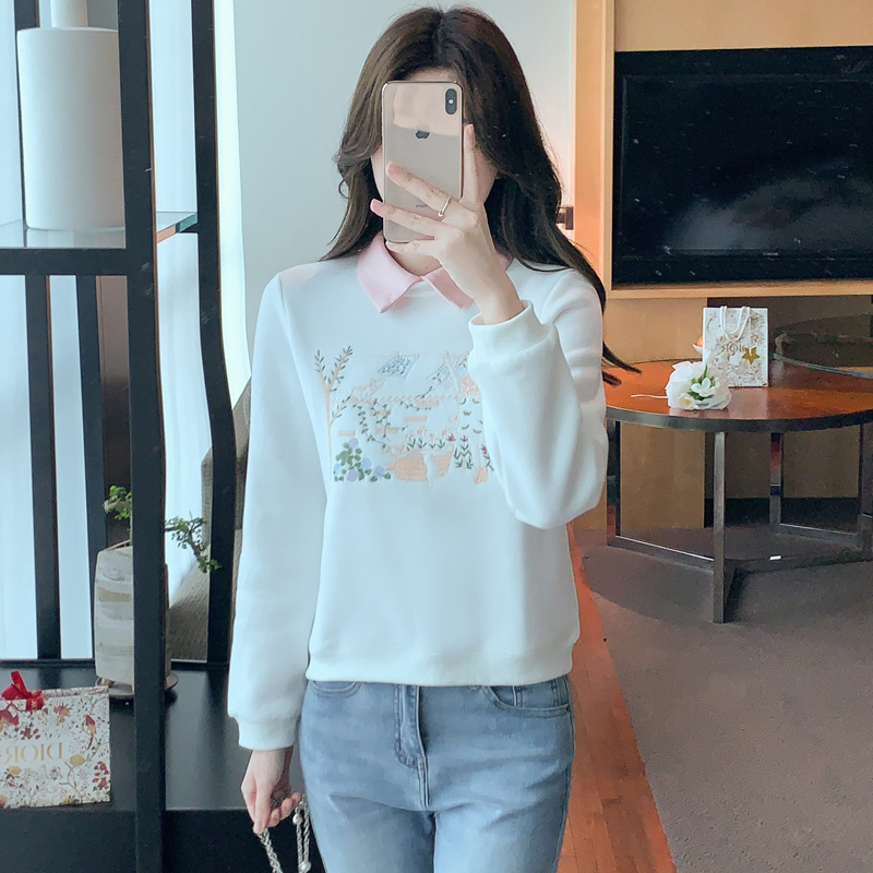 Long sleeve round neck hoodie simple tops