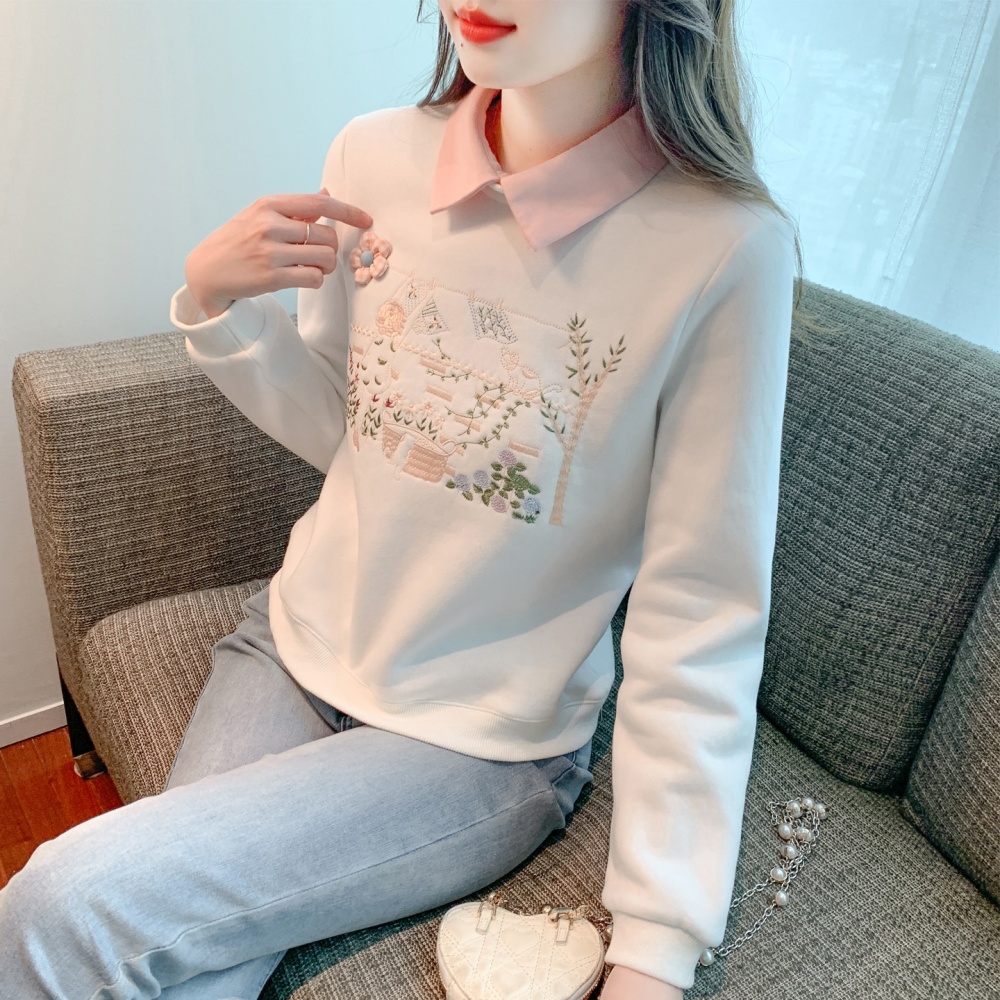 Long sleeve round neck hoodie simple tops