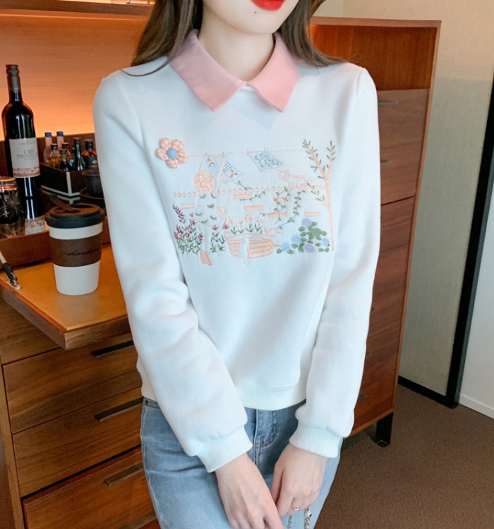 Long sleeve round neck hoodie simple tops