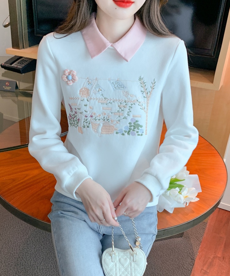 Long sleeve round neck hoodie simple tops