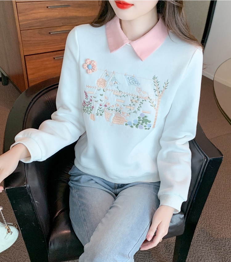 Long sleeve round neck hoodie simple tops