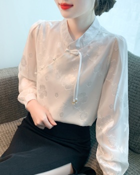 Jacquard autumn shirt temperament chiffon shirt