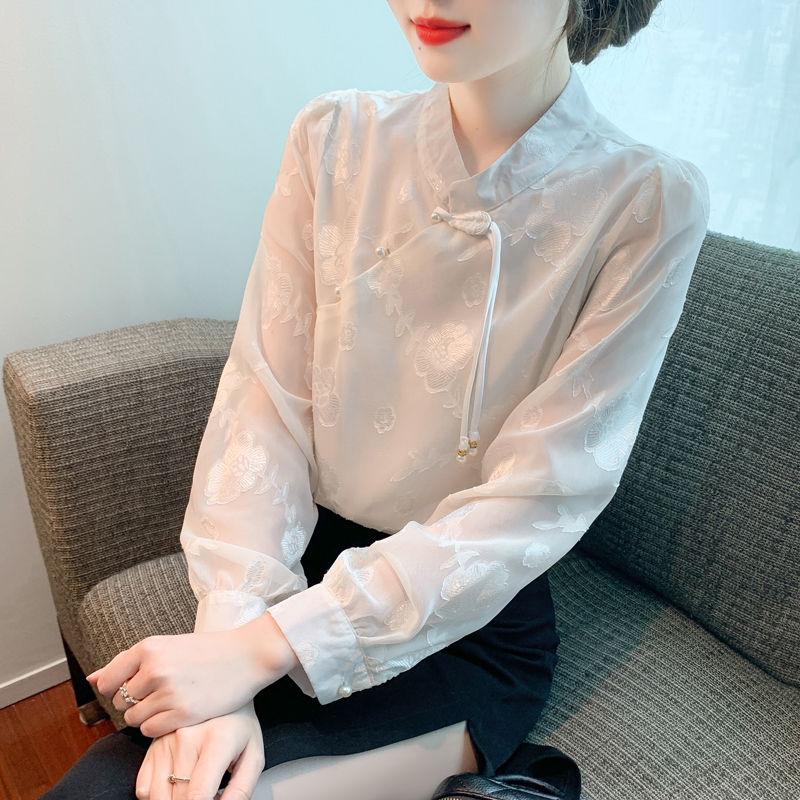 Jacquard autumn shirt temperament chiffon shirt