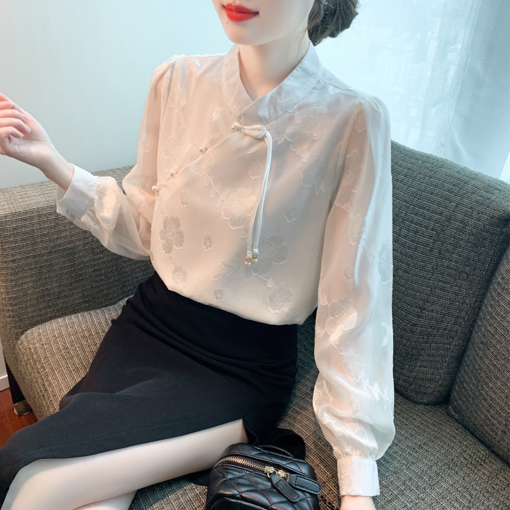 Jacquard autumn shirt temperament chiffon shirt
