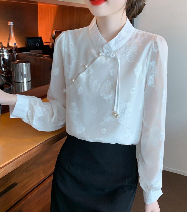 Jacquard autumn shirt temperament chiffon shirt