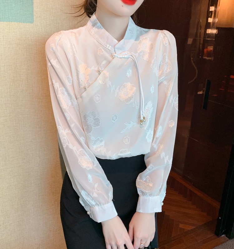 Jacquard autumn shirt temperament chiffon shirt