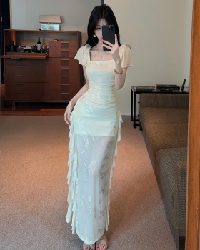 Temperament pinched waist long dress summer dress