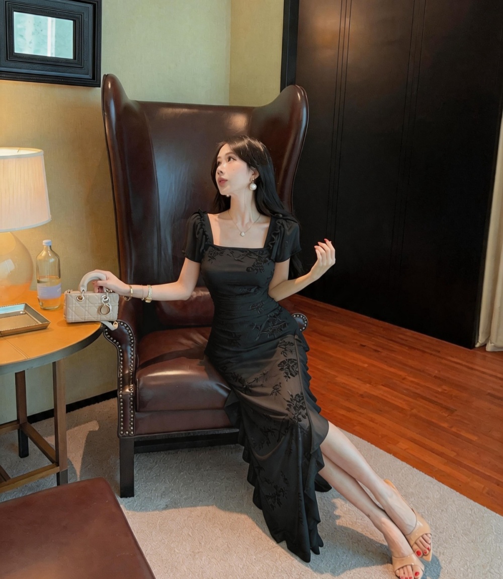 Temperament pinched waist long dress summer dress