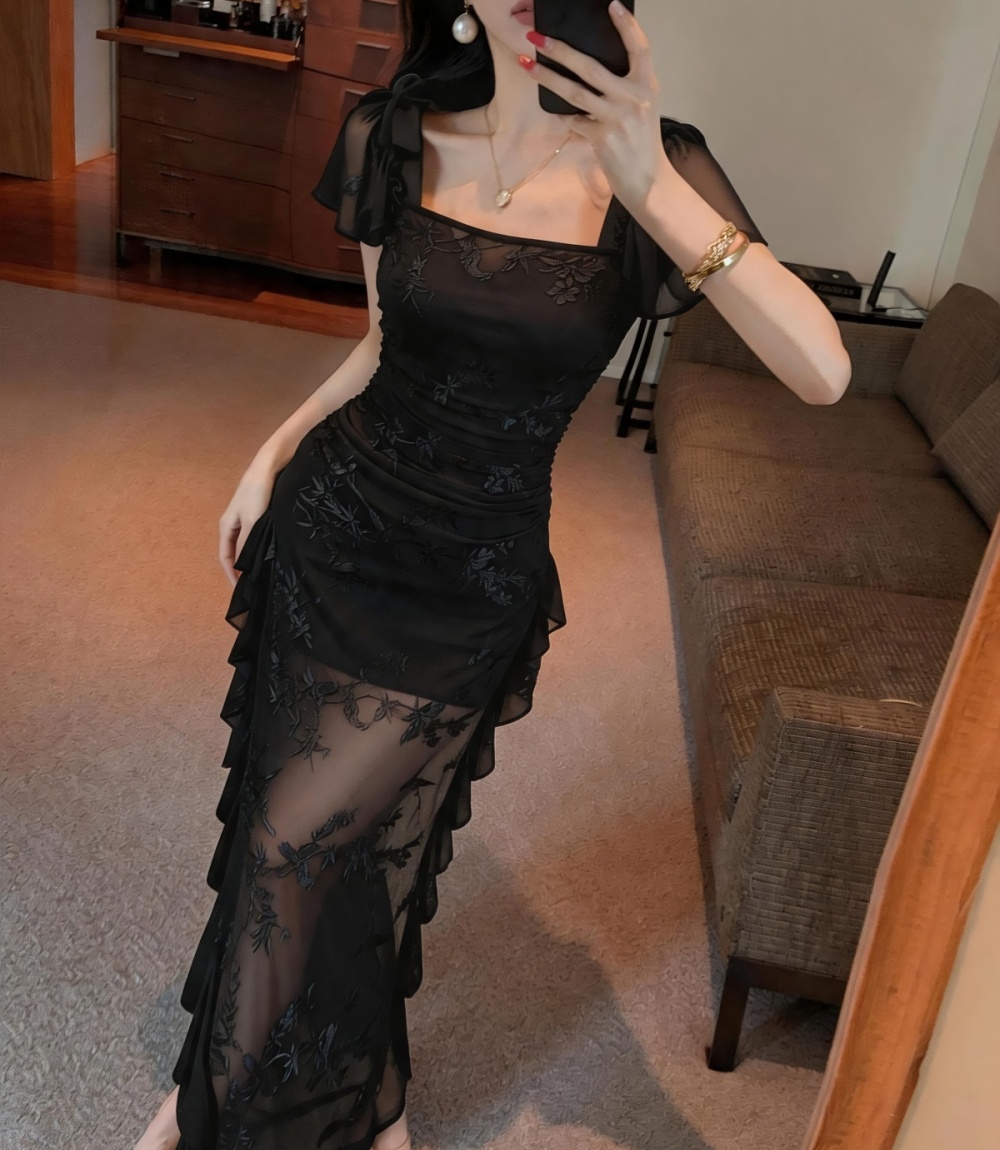 Temperament pinched waist long dress summer dress