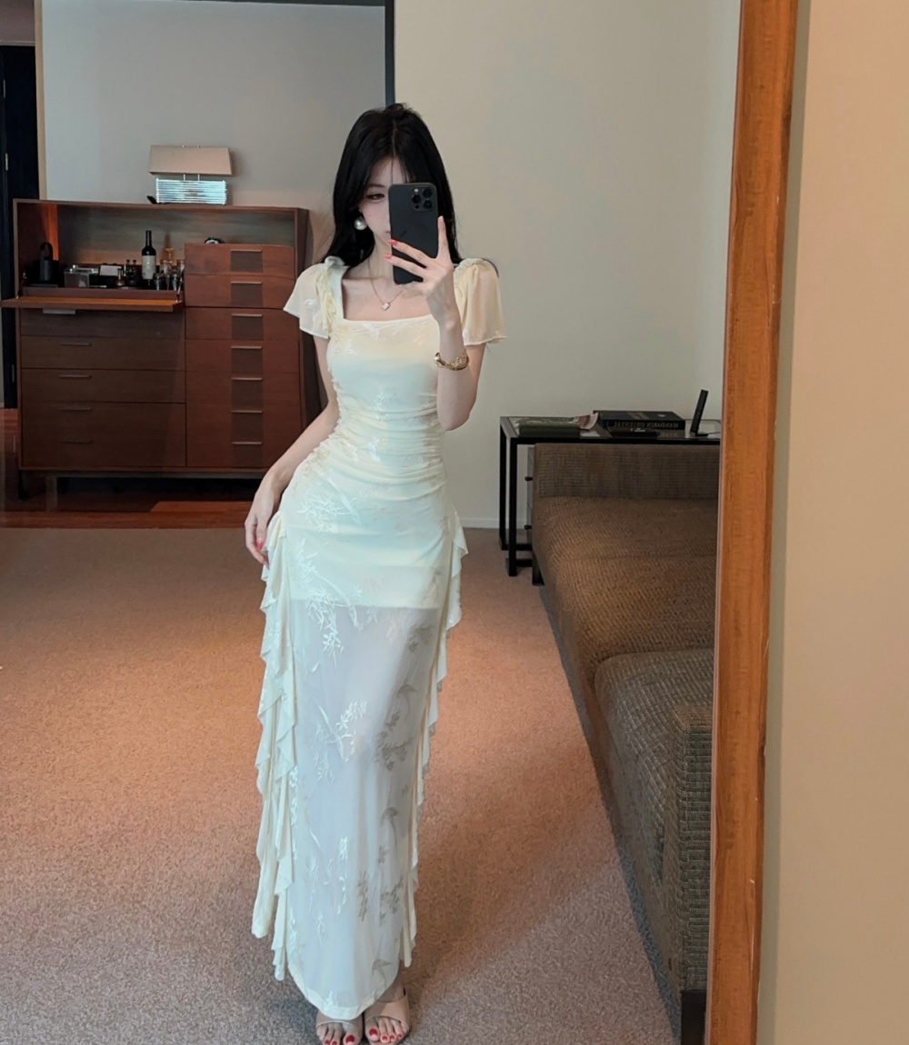 Temperament pinched waist long dress summer dress