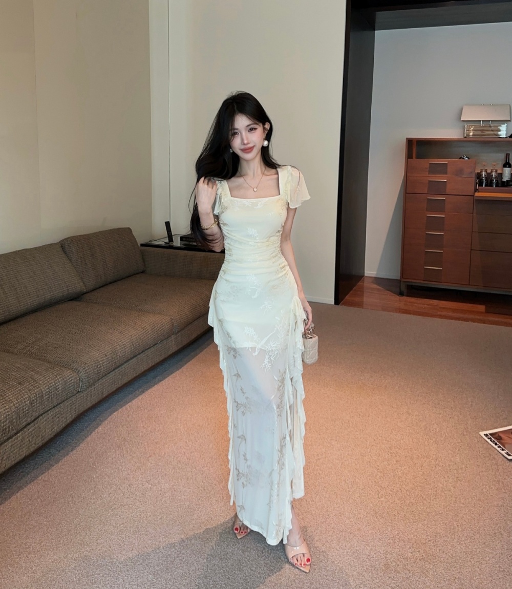 Temperament pinched waist long dress summer dress