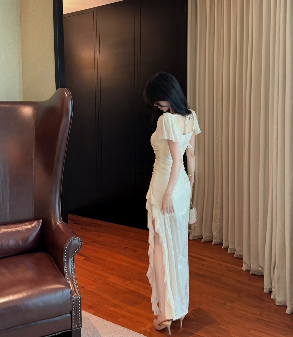 Temperament pinched waist long dress summer dress