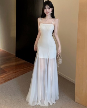 Slim there bomb long lady sling vacation gauze dress