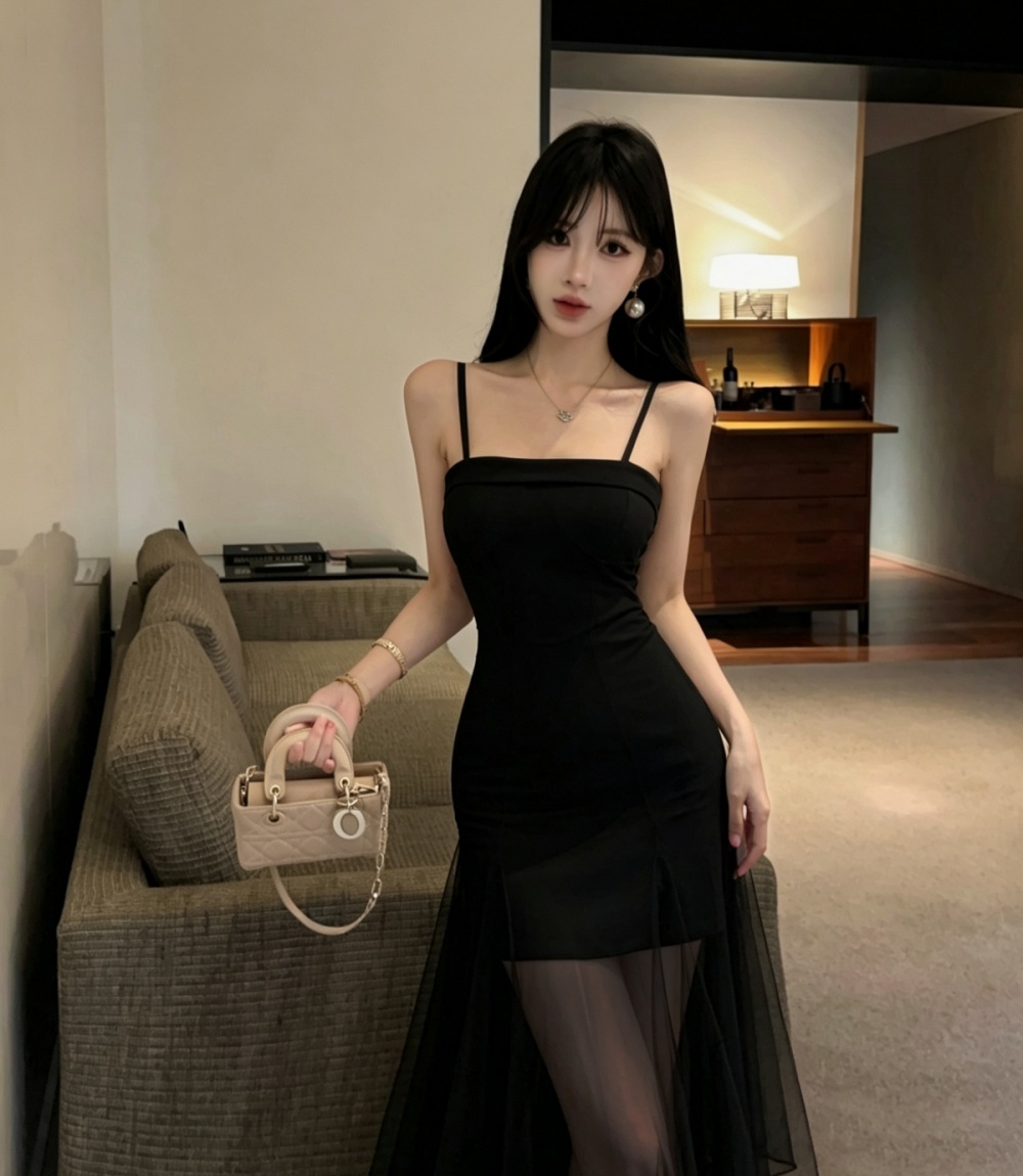 Slim there bomb long lady sling vacation gauze dress
