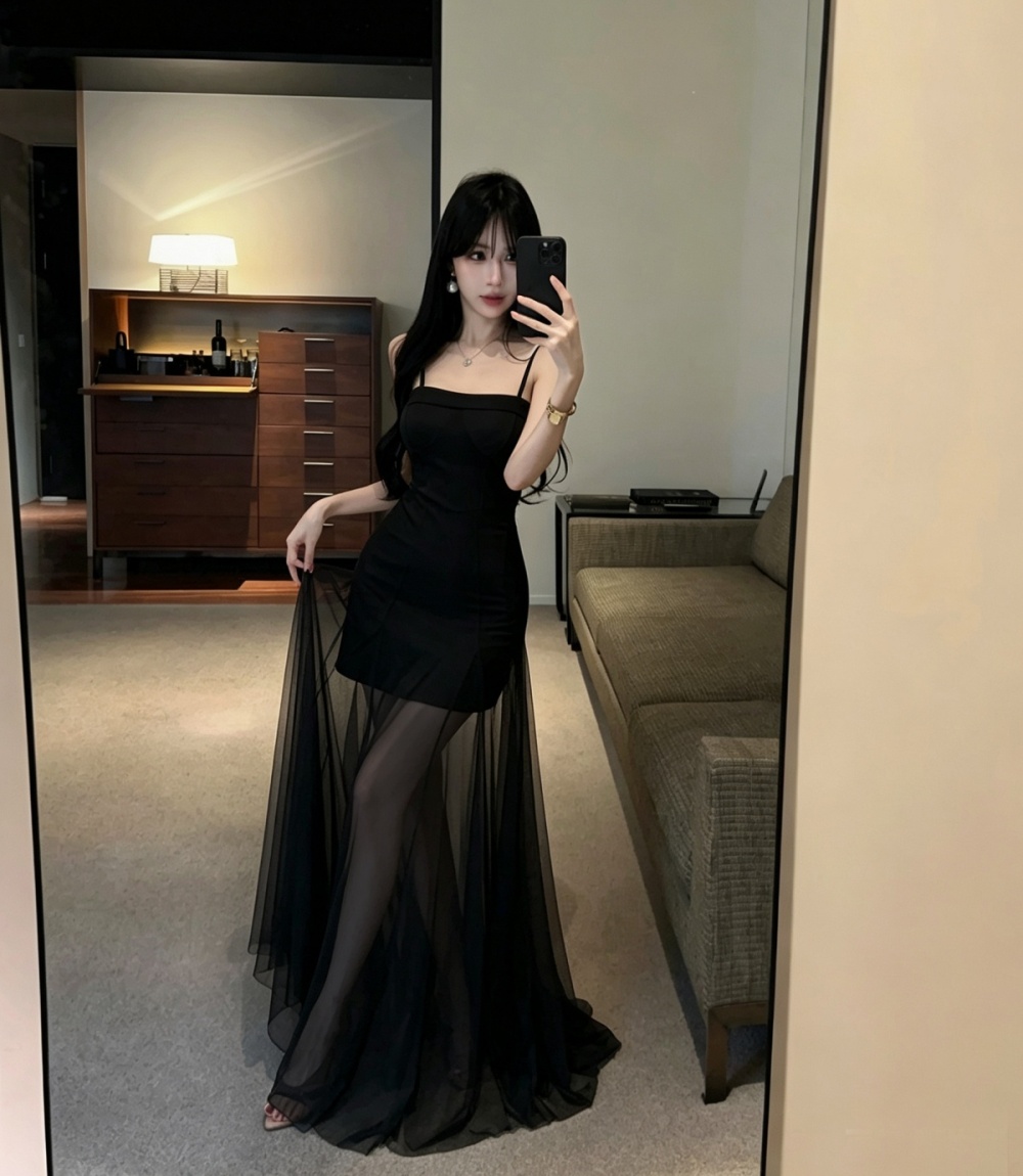 Slim there bomb long lady sling vacation gauze dress