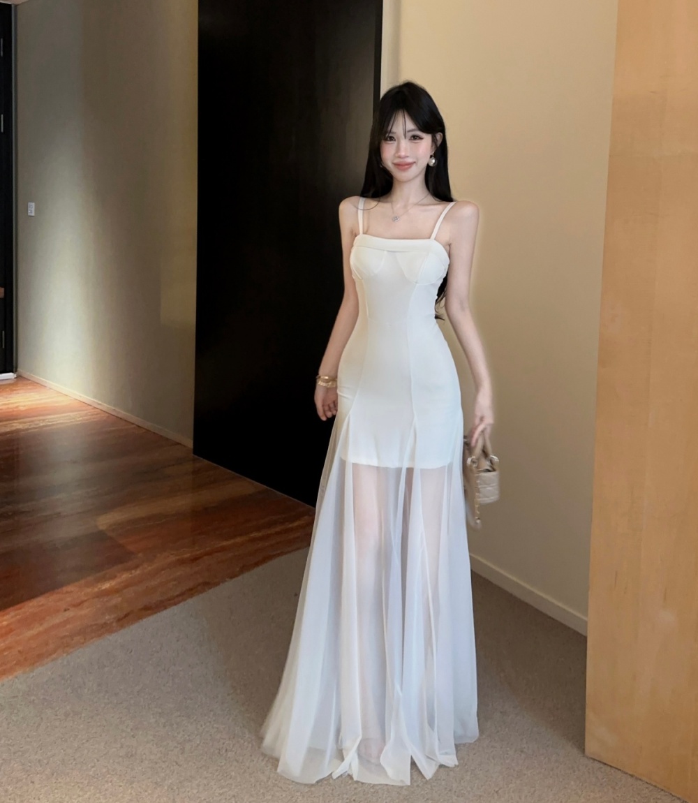 Slim there bomb long lady sling vacation gauze dress