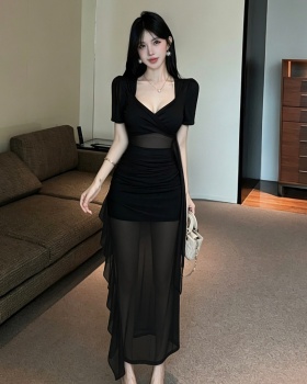 Elegant slim dress travel island flair long dress