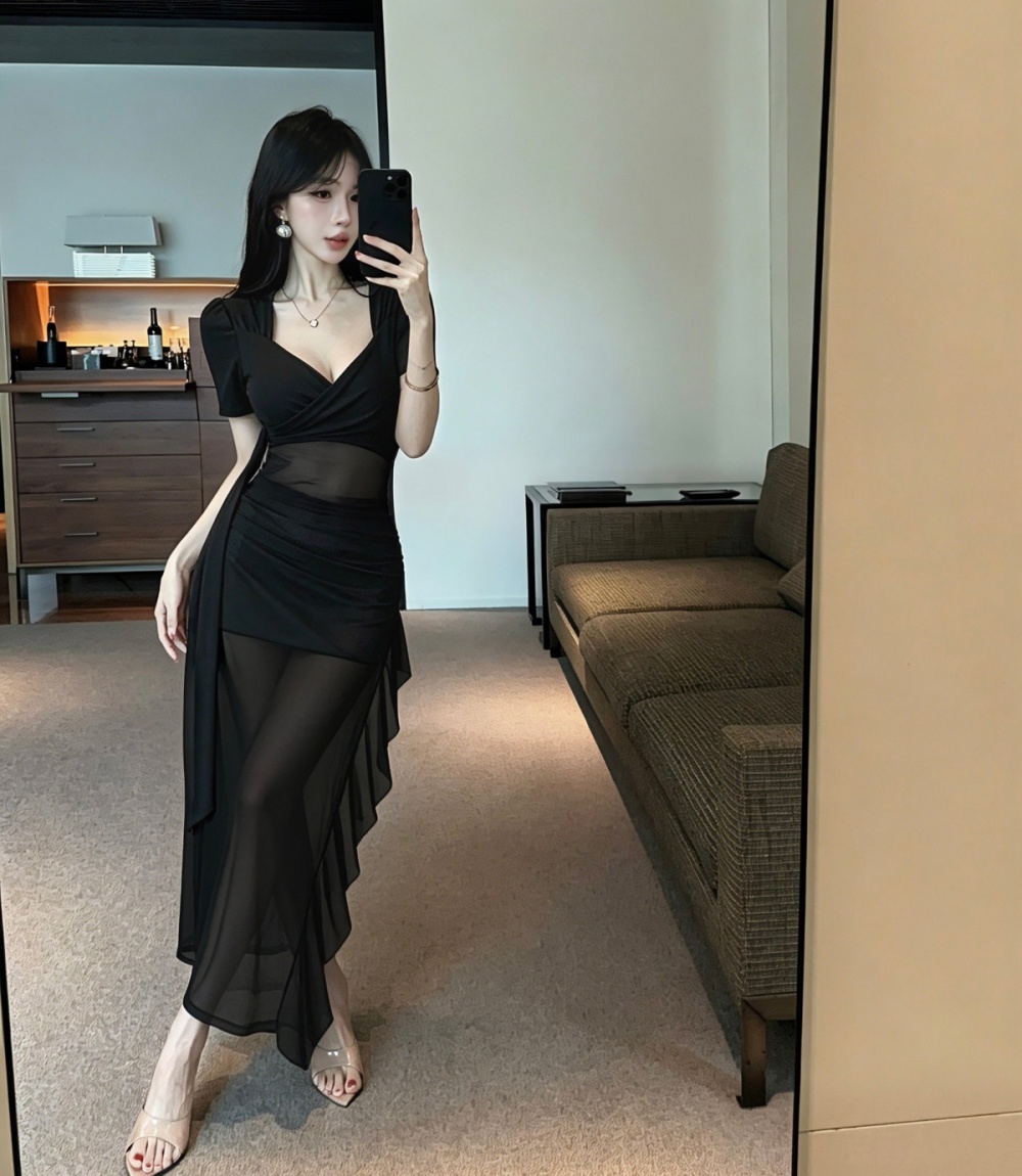 Elegant slim dress travel island flair long dress