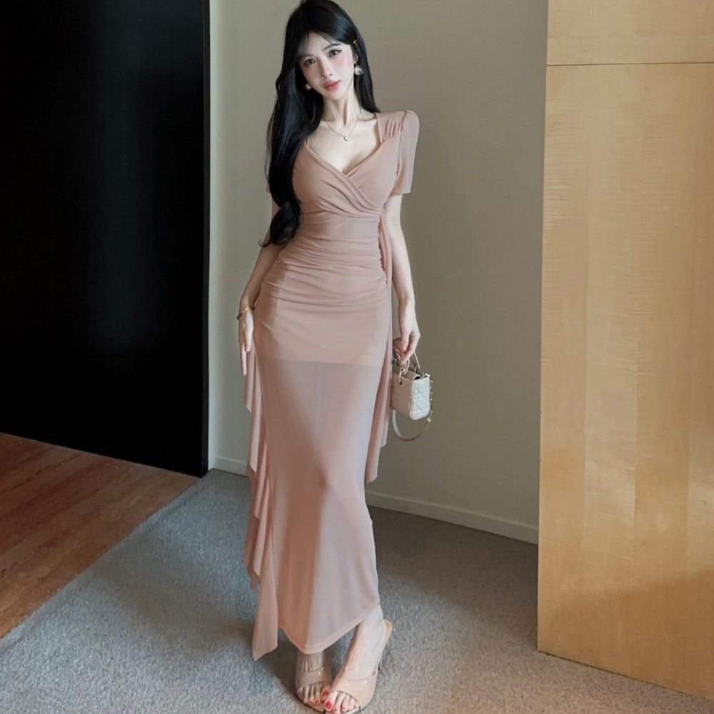 Elegant slim dress travel island flair long dress