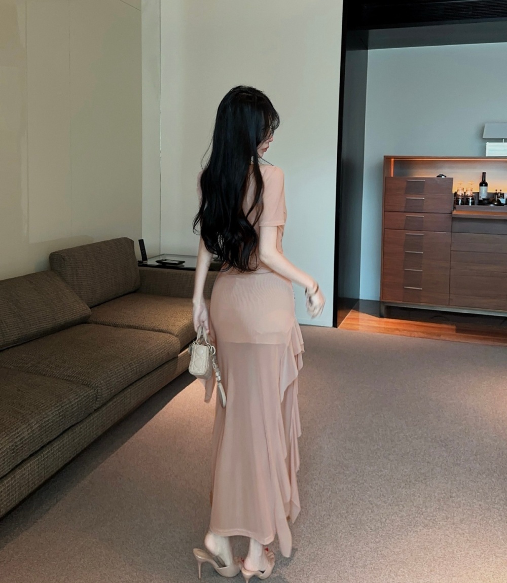 Elegant slim dress travel island flair long dress