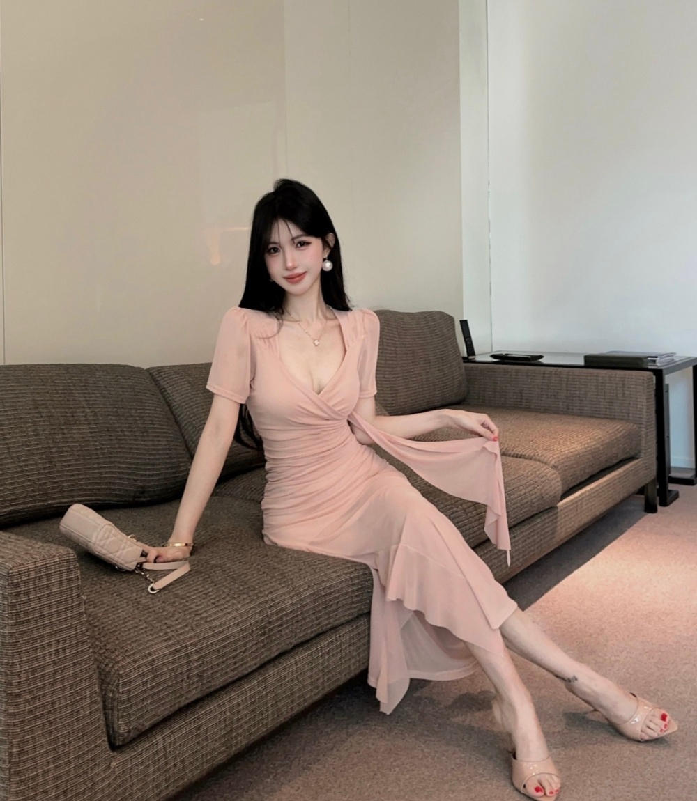 Elegant slim dress travel island flair long dress