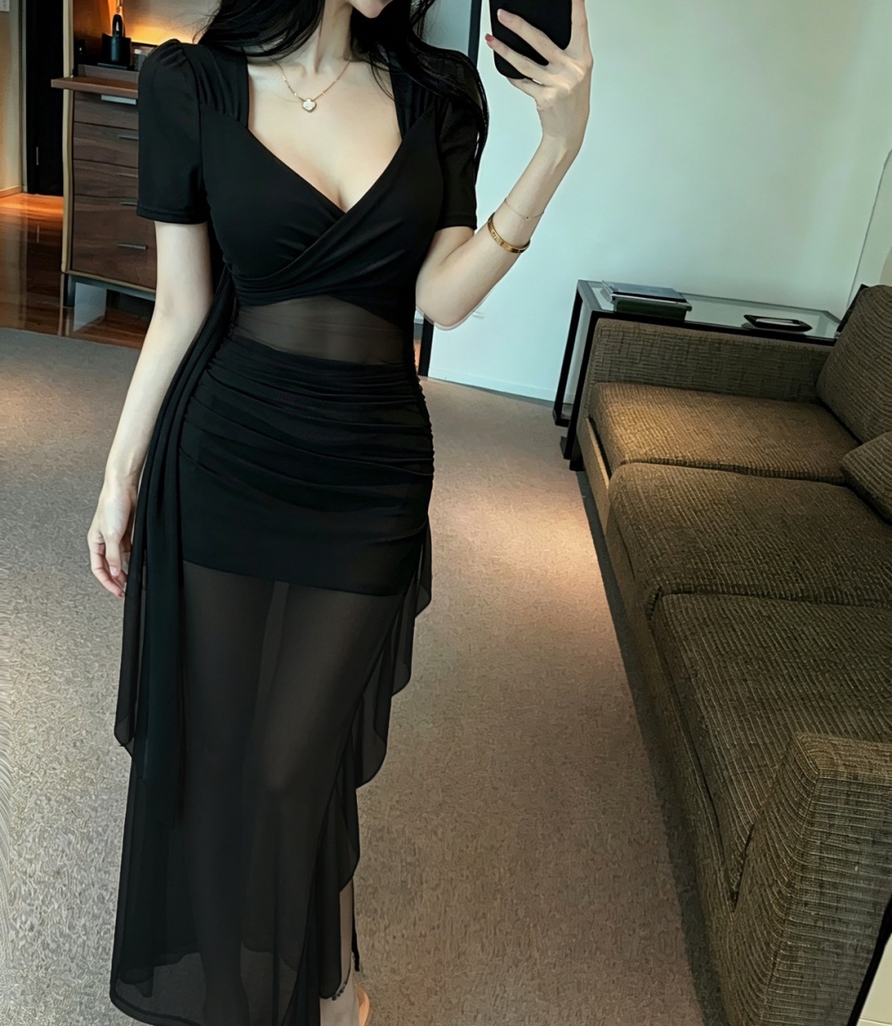 Elegant slim dress travel island flair long dress