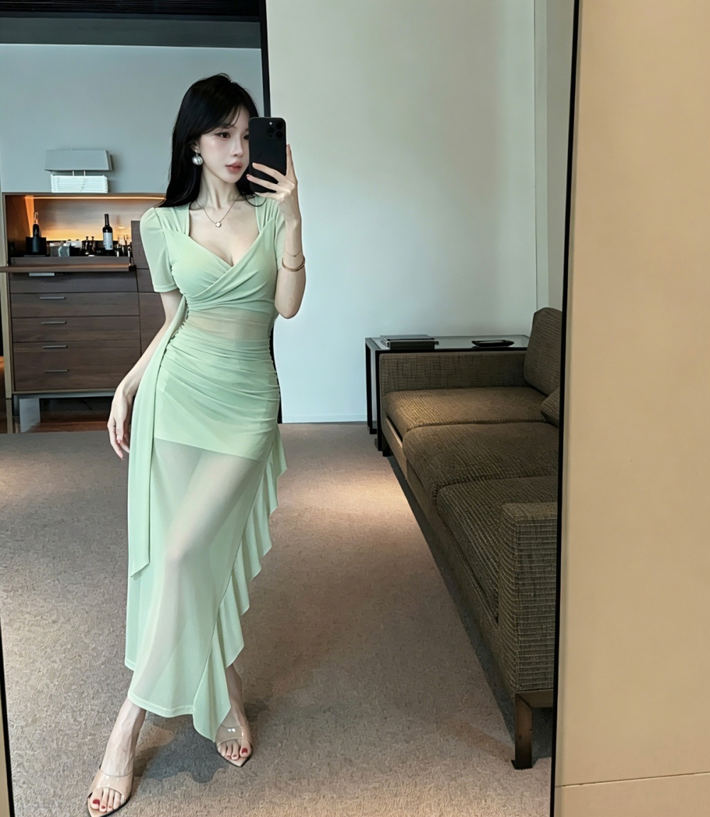 Elegant slim dress travel island flair long dress