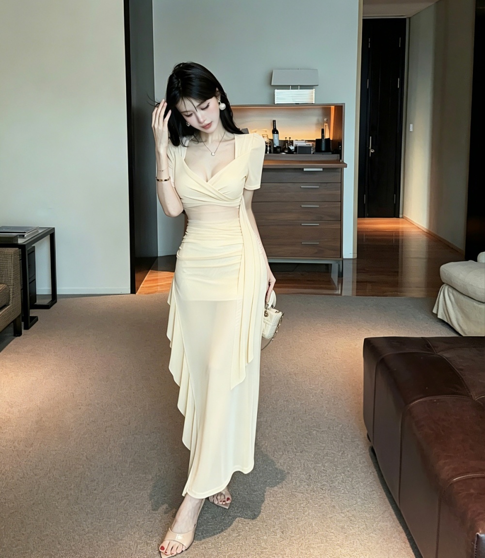 Elegant slim dress travel island flair long dress