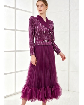 Antique silver temperament loose pleated dress for women