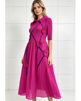 Loose large yard pleated printing colors dress for women
