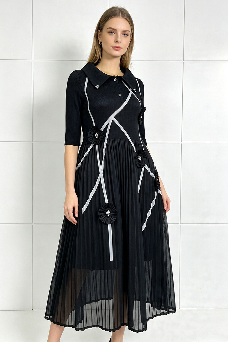 Loose large yard pleated printing colors dress for women